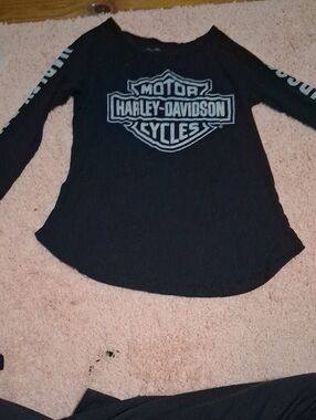 Harley-Davidson Black Long Sleeve Logo Tee with Sleeve Graphics